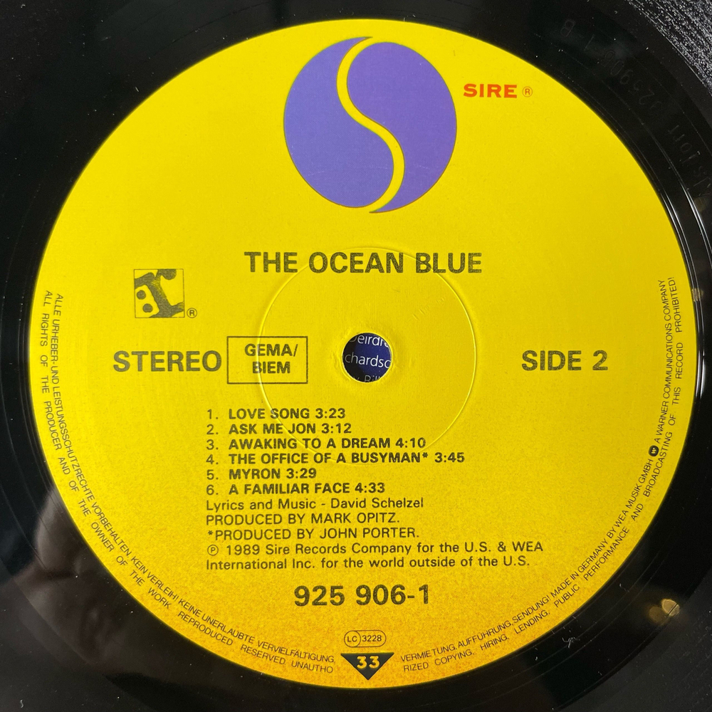 Винтажная виниловая пластинка LP The Ocean Blue (Германия 1989)