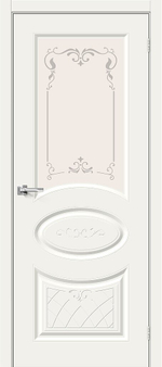 Дверь Скинни-21 Аrt / Цвет Whitey / Стекло Худ. / Двери Браво