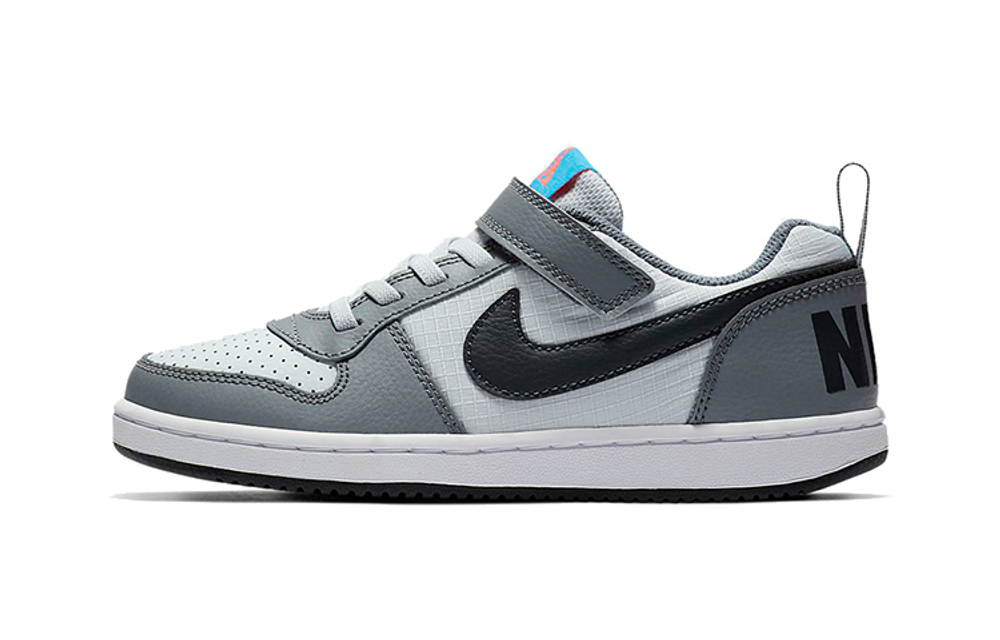 Middle-aged children's Nike Court Borough Low magic casual non-slip lightweight low-top sneakers gray blue