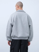 Свитшот с воротником на молнии с начесом (серый меланж)