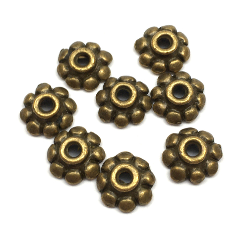 Шапочки для бусин 8х3 мм (10 шт), под бронзу