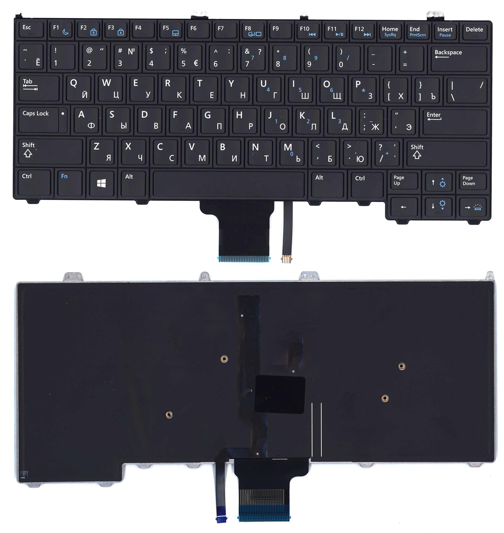 Клавиатура для ноутбука Dell Latitude E7420 черная с подсветкой без указателя