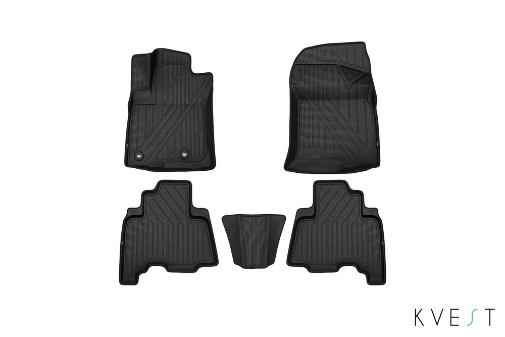Коврики Premium, KVEST 3D в салон для TOYOTA LC-150 Prado, 2013- , 5 шт. (полиуретан, чёрные ковры с чёрным кантом) Kvest.KVESTTYT00002K