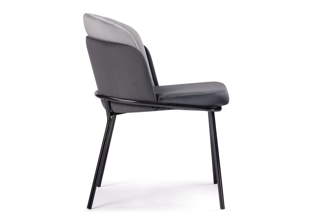 Стул на металлокаркасе Сиолим графитовый / светло-серый / черный глянец