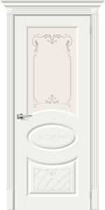 Дверь Скинни-21 Аrt / Цвет Whitey / Стекло Худ. / Двери Браво