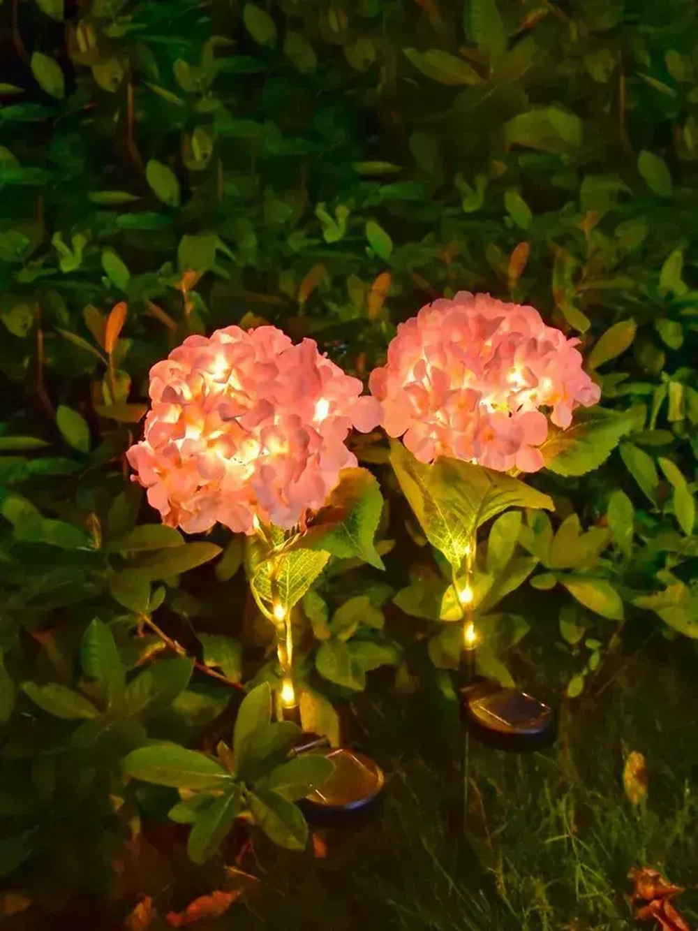 2шт. Декоративный садовый уличный светильник на солнечной батарее "Фонарик Гортензия Розовая"