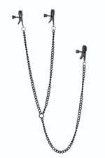 Черные зажимы на соски и клитор на цепочке Deluxe Nipple & Clit Clamps (Цвет: черный)