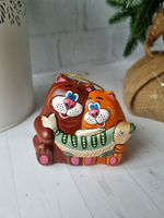 Котики рыбаки ёлочная игрушка из фарфора