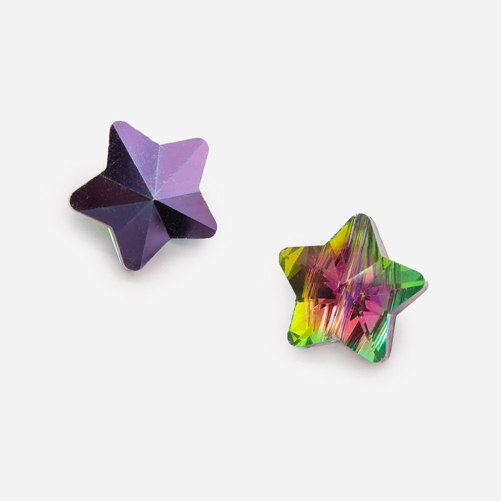 Кристалл-звездочка с продольным отверстием оттенок "Закат в тропиках", 13мм