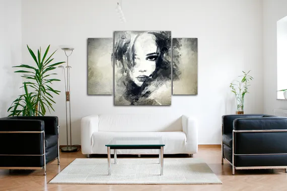 Модульная картина "Абстрактный портрет девушки"