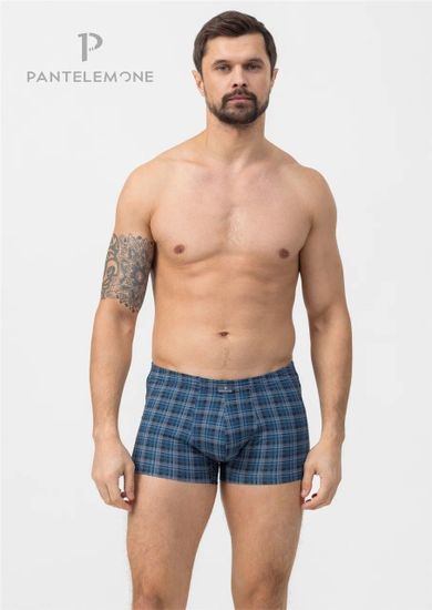 Трусы мужские боксеры Pantelemone PMH-1443, клетка темно-синяя