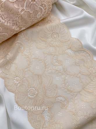 Кружево эластичное телесное (бежевое) 190-200 мм