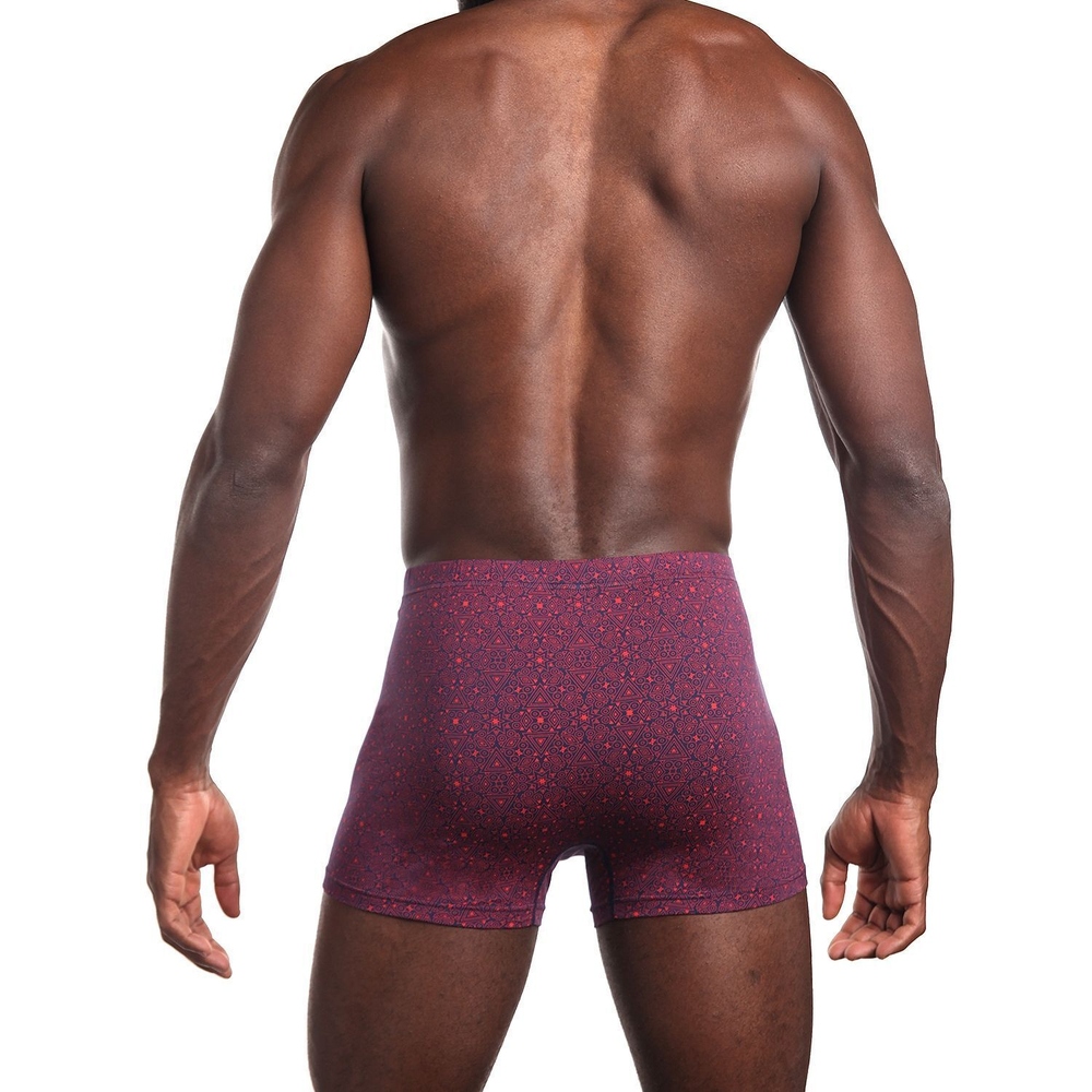 Мужские трусы-боксеры с принтом в виде звезд и треугольников (Размер: L) (Цвет: бордовый)