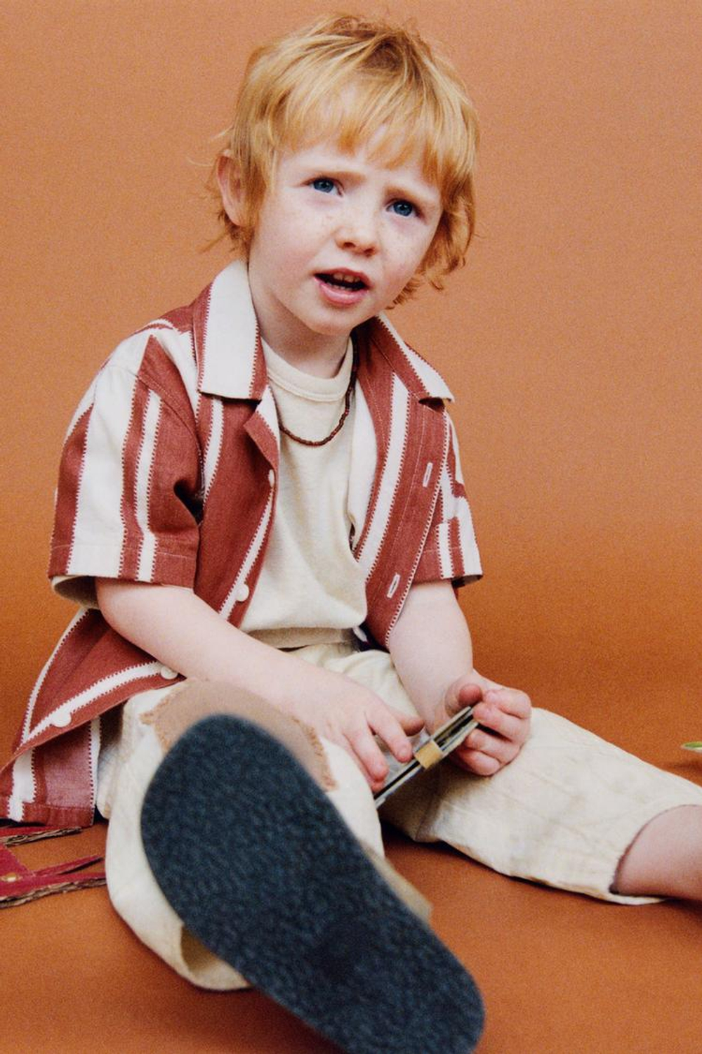 ZARA РУБАШКА С ПРИНТОМ В ПОЛОСКУ, КРАСНЫЙ