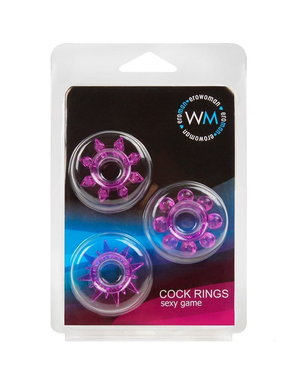 Набор из 3 лиловых эрекционных колец различной формы (Цвет: лиловый)