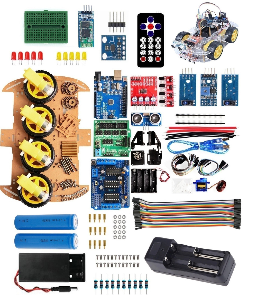 Большой набор МП-4WD-V2 для конструирования 4WD робот ARDUINO на базе контроллера с книгой в комплекте