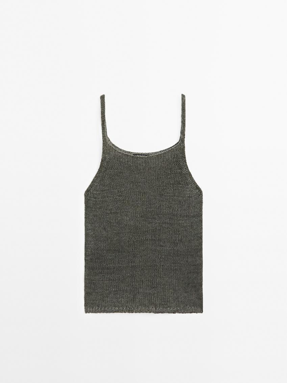 Massimo Dutti Топ на бретелях, зеленый