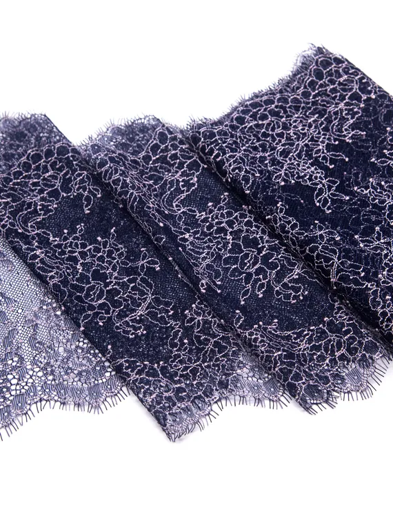 01-11 Кружево шантильи 21 см, черника/пудра