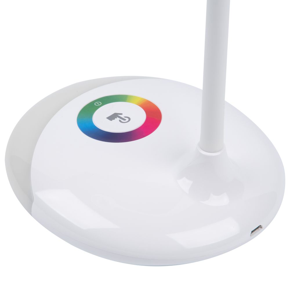 TLD-535 White-LED-250Lm-5500K-Dimmer Светильник настольный с ночником RGB. 4W. Встроенный аккумулятор 1800mAh. Сенсорный выключатель. Белый. TM Uniel.