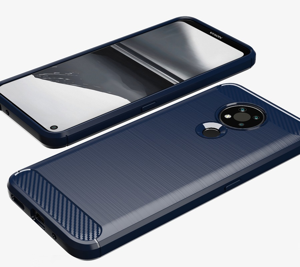 Темно-синий чехол под карбон на Nokia 3.4, серия Carbon от Caseport