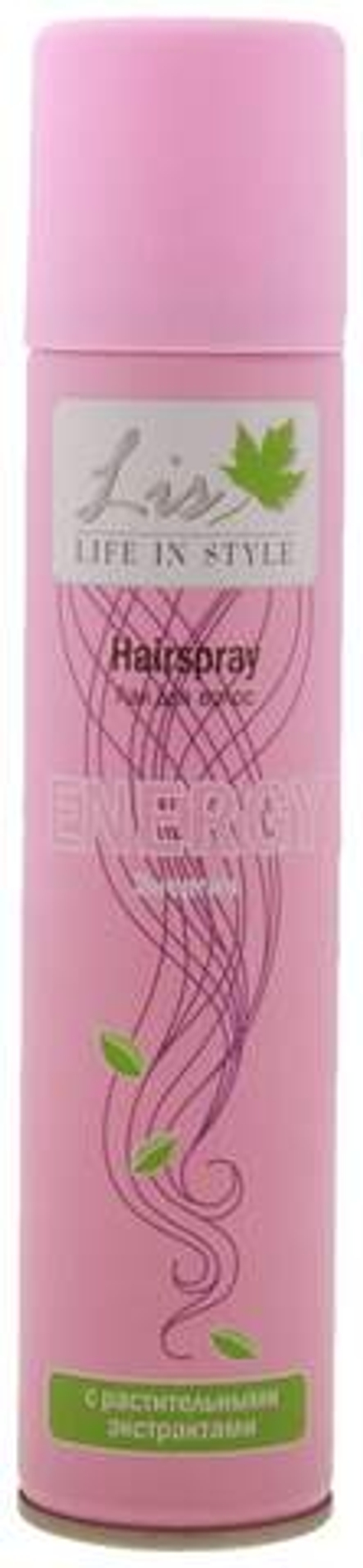 Lis Лак для волос Энергия, с растительными экстрактами, очень сильная фиксация, 200 мл