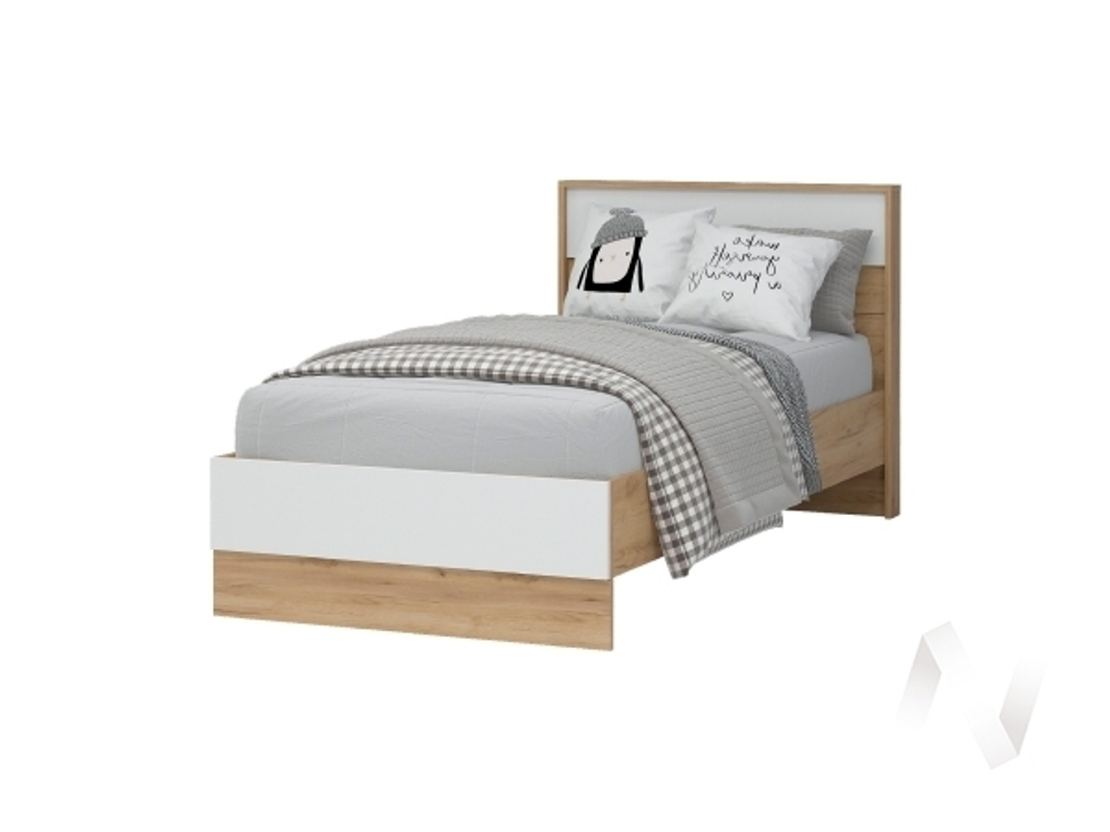 Кровать 0;9 КР-01 МС Ирис (дуб крафт золото/белый)