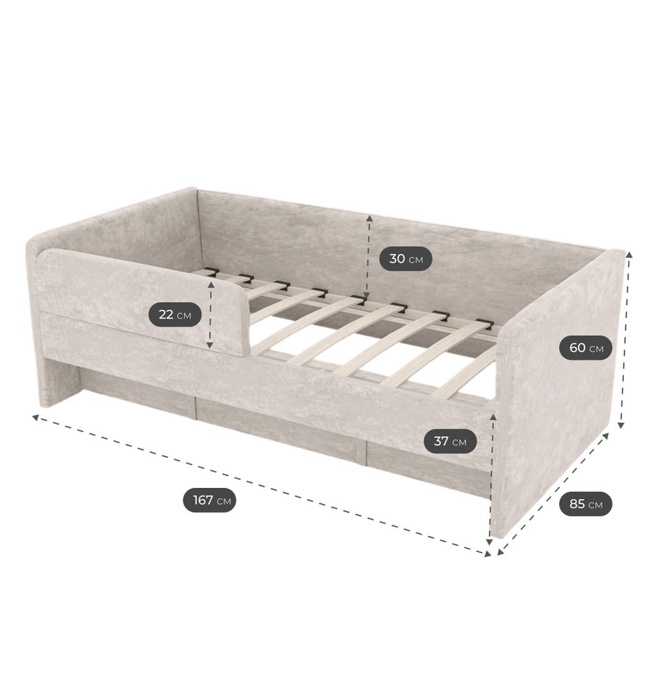 Диван кровать детская односпальная тахта 160х80 с ящиком (грей)