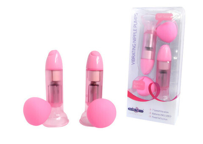 Вибро-помпы для стимуляции сосков Nipple Pumps (7 режимов , розовый ) (Цвет: розовый)