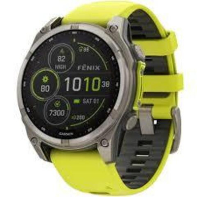 Смарт-часы Garmin Fenix 8 Solar 47мм Sapphire Titanium с желтым ремешком, 010-02906-21