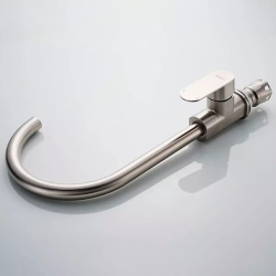 Смеситель для кухни высокий с гайкой LEDEME L74016 нержавеющая сталь