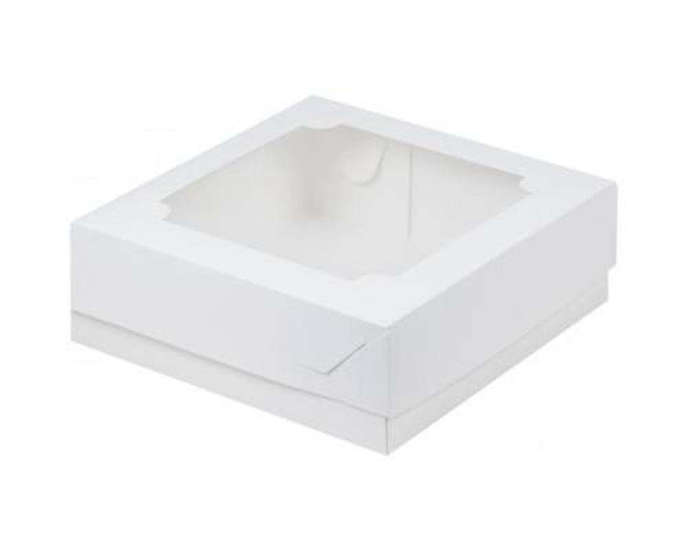 Коробка для зефира и печенья с окошком 200*200*50 (белая)