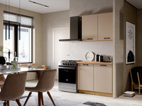 Кухня Призма 1 м дуб крафт золото/мокко суперматовый (столешница -дуб вотан)