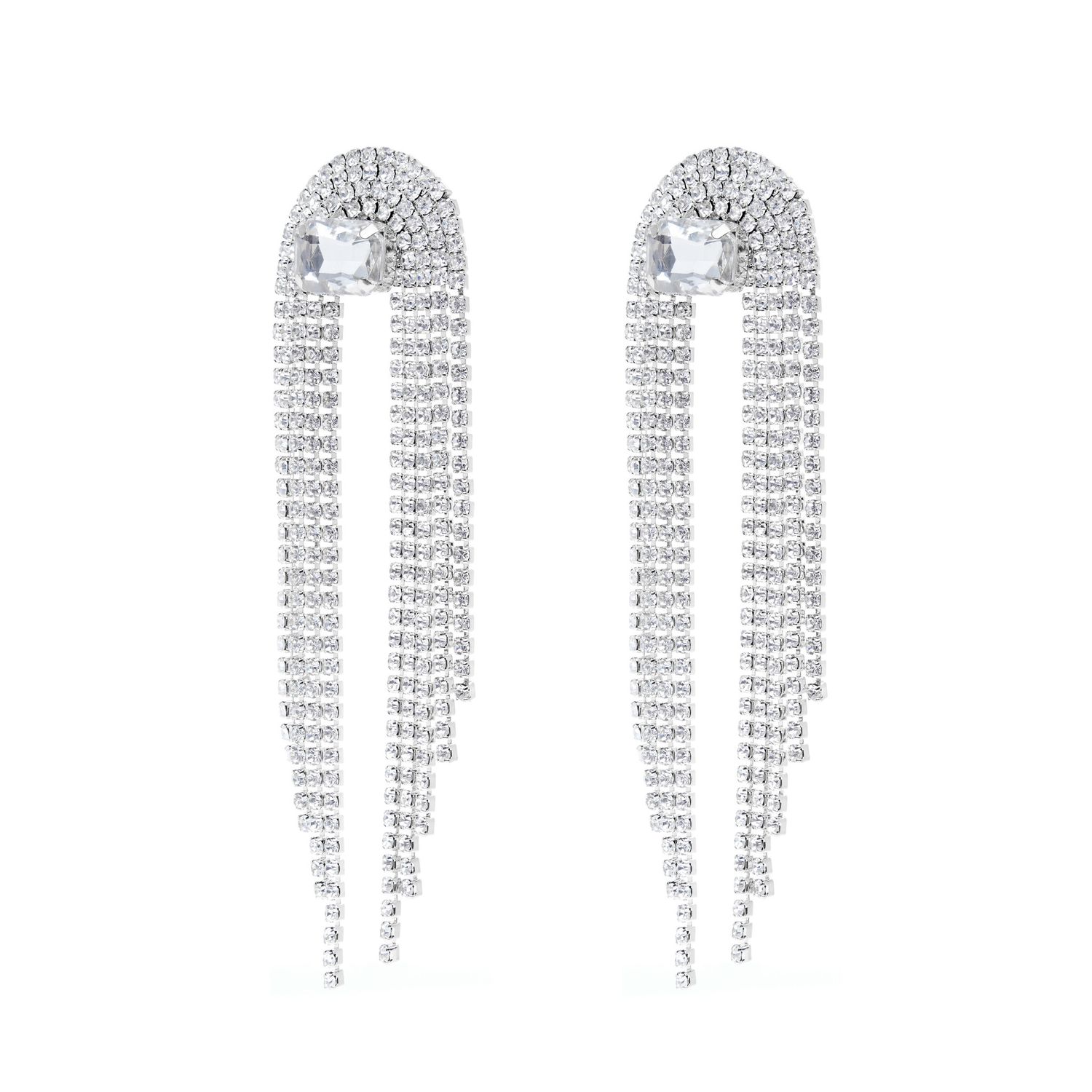 Серьги Large Floating Crystal Earrings – Silver