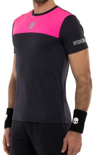 Мужская теннисная футболка Hydrogen Tennis Block Color Tech T-Shirt - blue navy/fuchsia fluo
