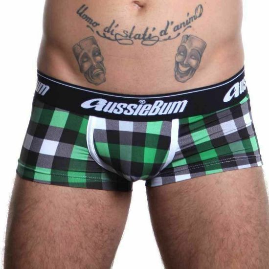 Мужские трусы хипсы зеленые в клетку Aussiebum zAB00346