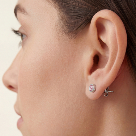 Серьги пусеты Fiore Luna Rhodolite 6х3 мм SWE126 RH S