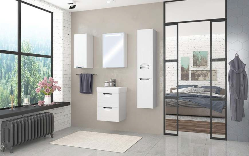 Пенал подвесной Акватон СИЛЬВА правая, Дуб Полярный