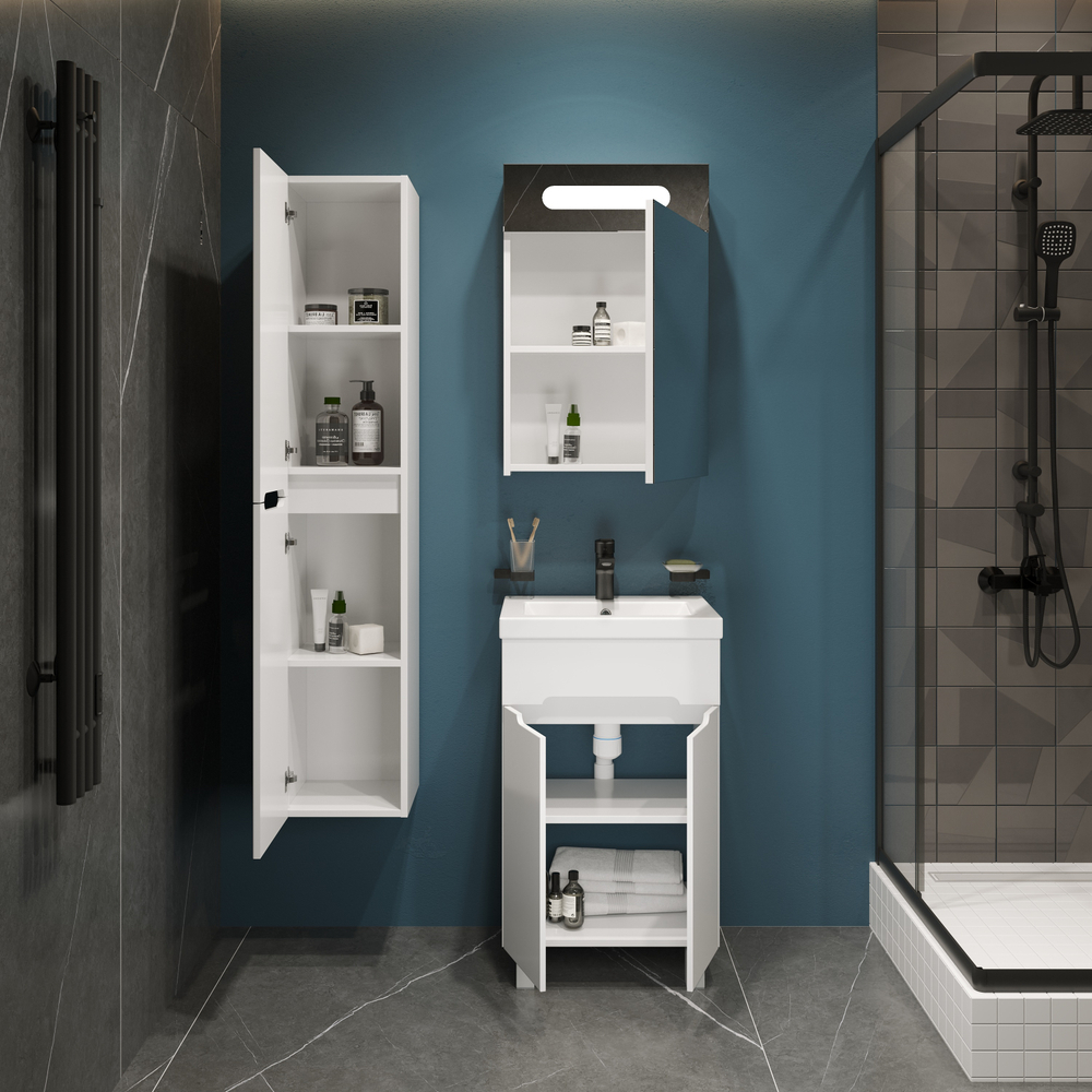 Тумба под раковину без столешницы DIWO Коломна 50 напольная, глянцевая белая