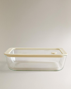 Zara Home пищевой контейнер из боросиликатного стекла, цвет кремовый, 22.6 см