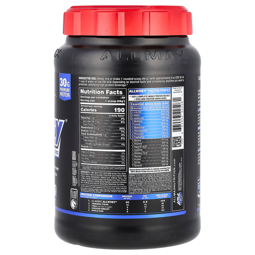 ALLMAX, CLASSIC ALLWHEY®, 100% сывороточный протеин, со вкусом ванили, 907 г (2 фунта)