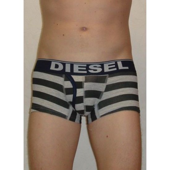 Мужские трусы боксеры DIESEL черно-серая полоска с синей резинкой DIS0066