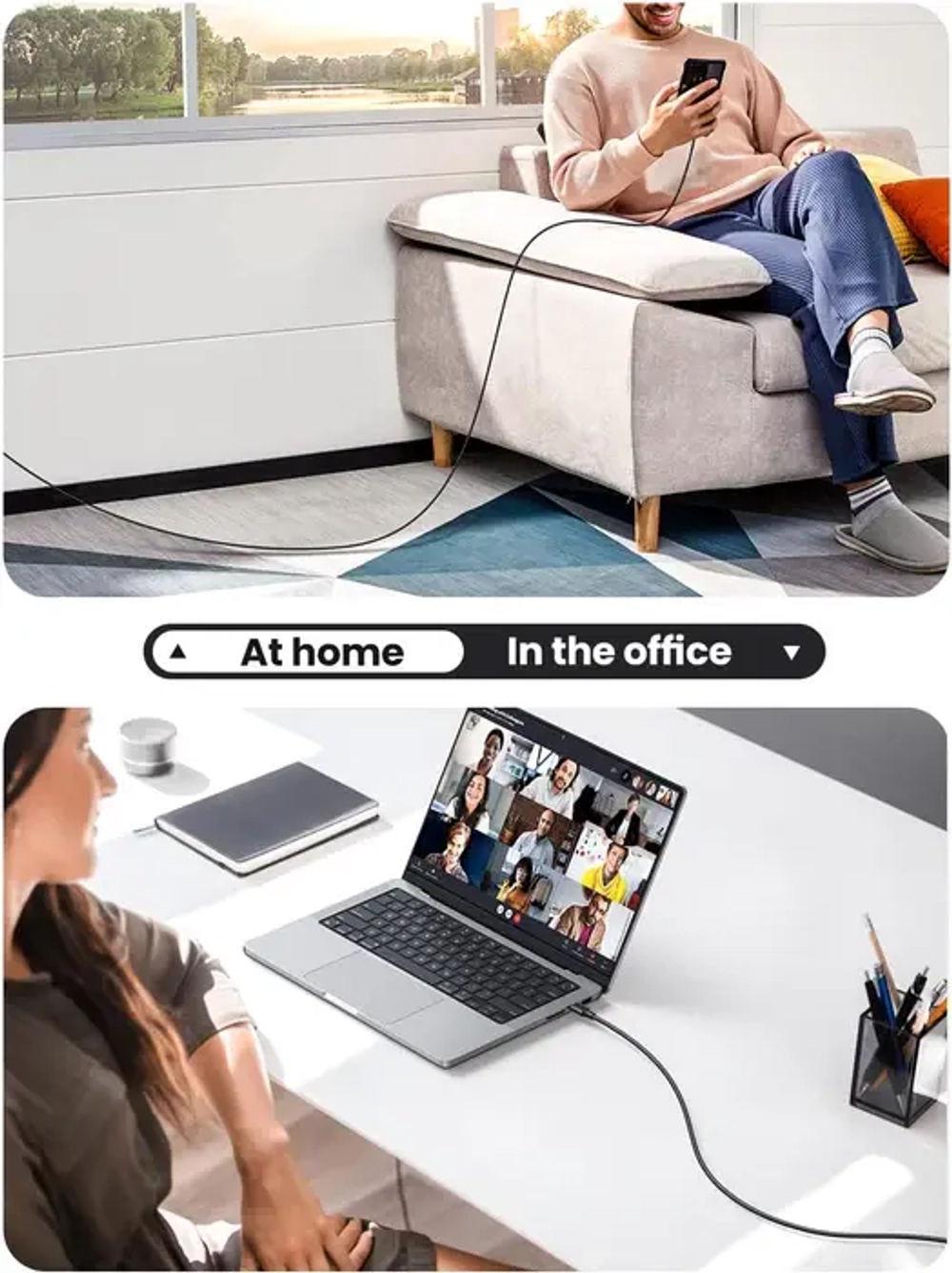 Кабель USB C - USB C, 480Mbps, 3A, QC4.0/PD3.0, 60W, 0.5m, UGREEN 50996