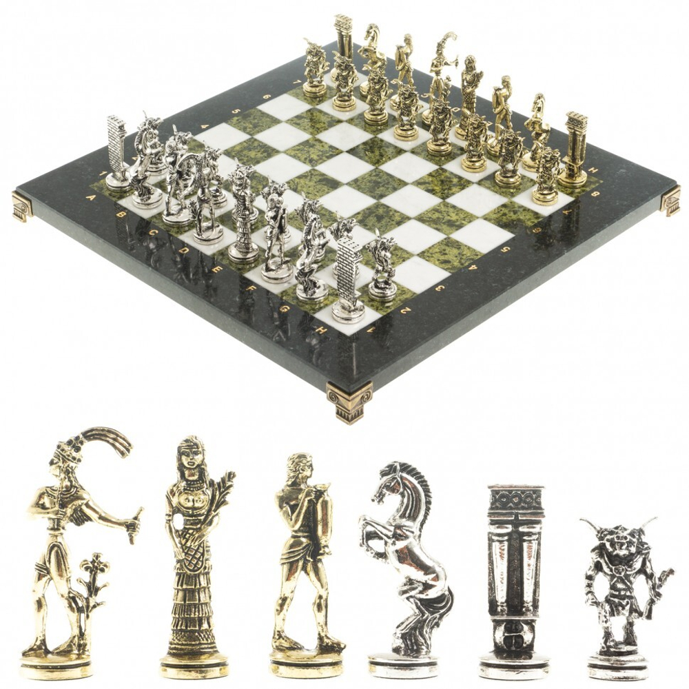 Шахматы "Минотавр" доска 36х36 см мрамор змеевик G 122876