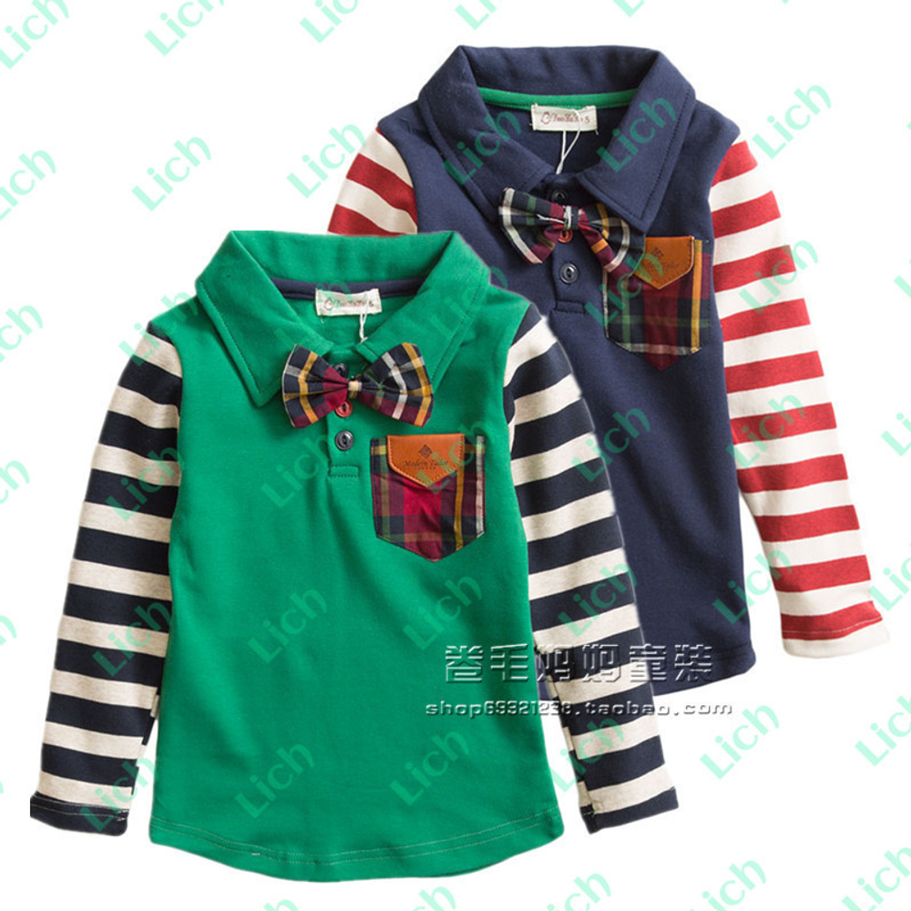 Толстовка с рукавами в полоску, бантом и карманом в клетку