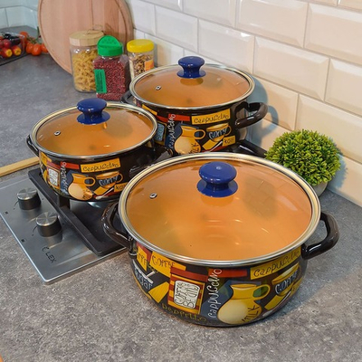 Набор кастрюль "Капучино-Экстра" коричневый