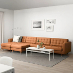 5-местный диван с шезлонгом - IKEA LANDSKRONA, 78x158x355см, оранжевый, кожа, ЛАНДСКРУНА ИКЕА