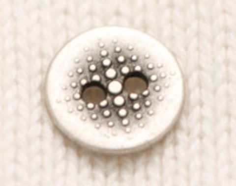 Пуговица круглая, стального цвета, с двумя отверстиями и декором в виде пупырышек, двусторонняя, 12 мм