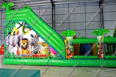 Коммерческий надувной батут "Джунгли малый со скалодромом"