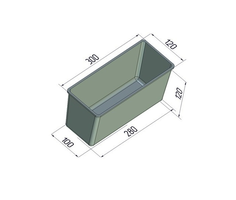 Тостерная форма для выпечки хлеба 300х120х120 мм