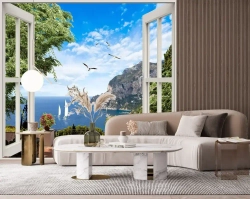 Фотообои на стену "Вид из окна на море" флизелиновые 300х260 см.